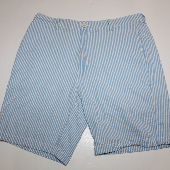 Vineyard Vines Other - Men’s Vineyard Vines Blue Seersucker Flat Front Cotton Club Shorts Size 34